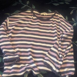 Listicle Striped Sweater - Purple, White, Black